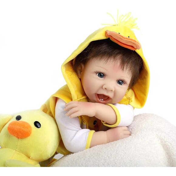 🆕 Reborn Baby Doll Soft Silicone Yellow Clothes Duck Toy Accessories Birthday - Picture 6 of 8